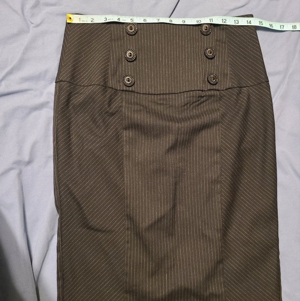 Stoosh women's juniors Classy pencil skirt black w/ white pin stripes size 9 EUC - Picture 4 of 9